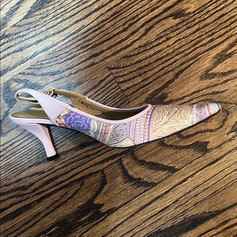 Stuart Weitzman Multicolor Embroidered Slingback … - image 2